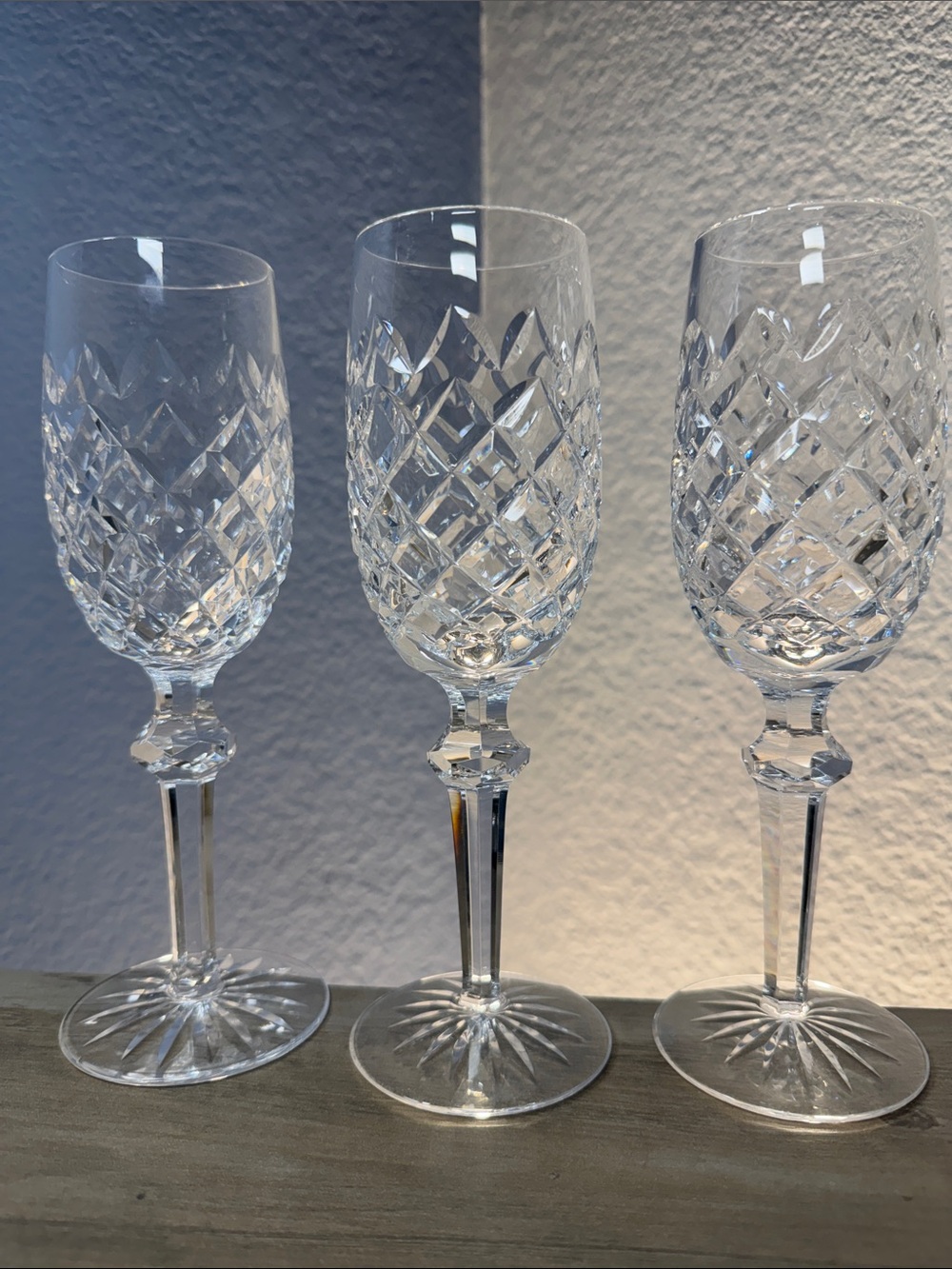 The three sisters Waterford Powerscourt Retired Crystal Champagne trio Waterford
